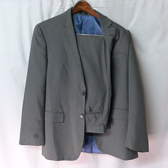 J. Ferrar 40R | 34x30 Gray Pinstripe Modern Fit 2Btn Suit Sport Coat‎ Pants - Picture 1 of 12